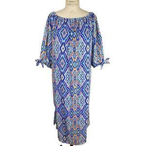Colleen Lopez‎ Women Maxi Dress L Geometric Hippie Boho Resort Vacation Colorful
